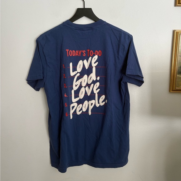 dear heart Tops - DEAR HEART Comfort Colors Navy Graphic Faith Love God Love People Tee Medium NWT